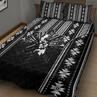 Mabuhay Philippines Festival Quilt Bed Set Filipino Map Black White Igorot Pattern
