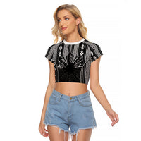 Mabuhay Philippines Festival Raglan Cropped T Shirt Filipino Map Black White Igorot Pattern