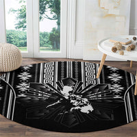 Mabuhay Philippines Festival Round Carpet Filipino Map Black White Igorot Pattern
