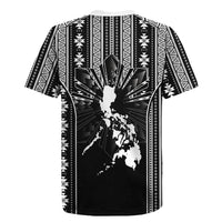 Mabuhay Philippines Festival Rugby Jersey Filipino Map Black White Igorot Pattern