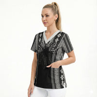 Mabuhay Philippines Festival Scrub Top Filipino Map Black White Igorot Pattern