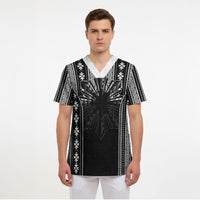 Mabuhay Philippines Festival Scrub Top Filipino Map Black White Igorot Pattern