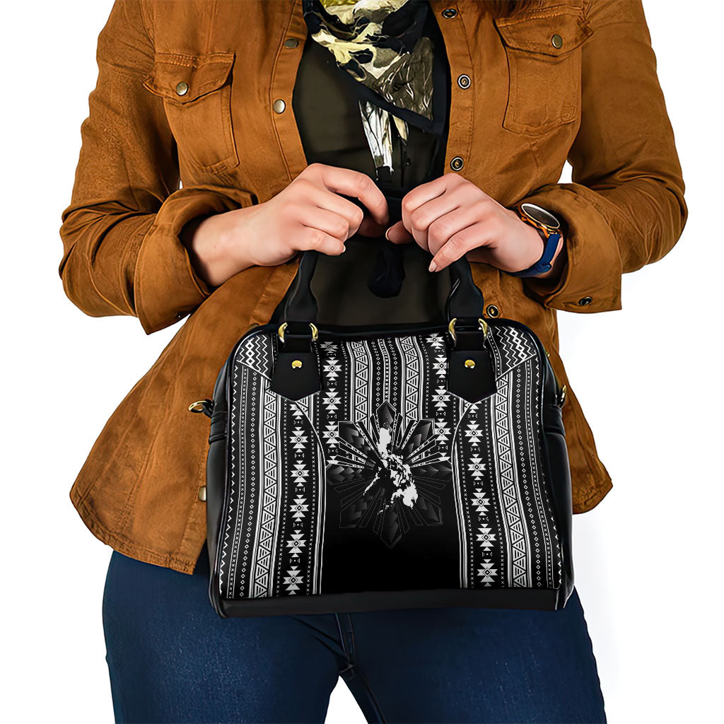 Mabuhay Philippines Festival Shoulder Handbag Filipino Map Black White Igorot Pattern