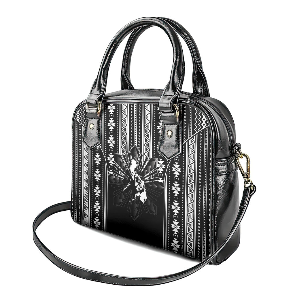 Mabuhay Philippines Festival Shoulder Handbag Filipino Map Black White Igorot Pattern