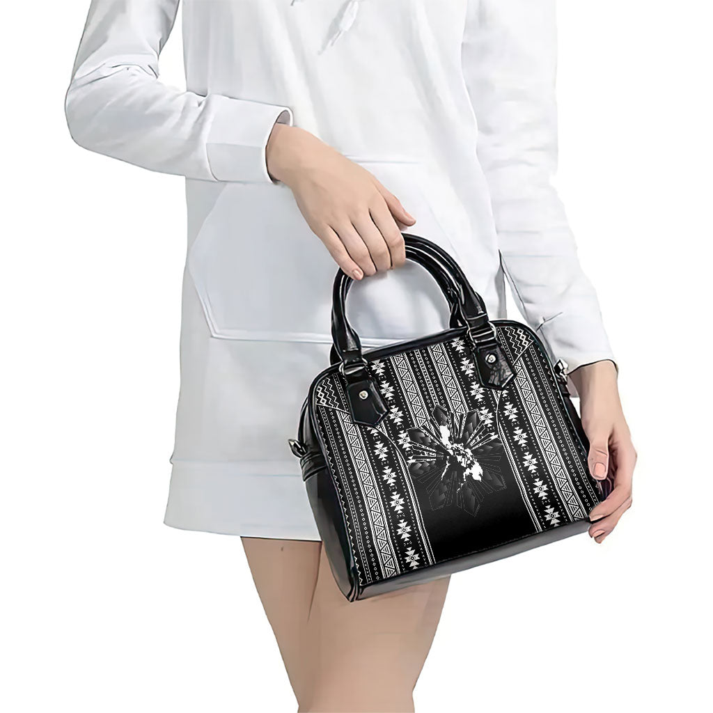 Mabuhay Philippines Festival Shoulder Handbag Filipino Map Black White Igorot Pattern