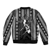 Mabuhay Philippines Festival Sleeve Zip Bomber Jacket Filipino Map Black White Igorot Pattern