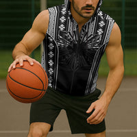 Mabuhay Philippines Festival Sleeveless Zip Hoodie Filipino Map Black White Igorot Pattern