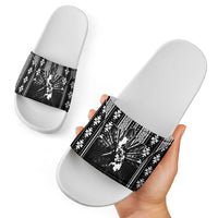 Mabuhay Philippines Festival Slide Sandals Filipino Map Black White Igorot Pattern