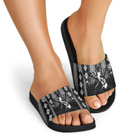 Mabuhay Philippines Festival Slide Sandals Filipino Map Black White Igorot Pattern