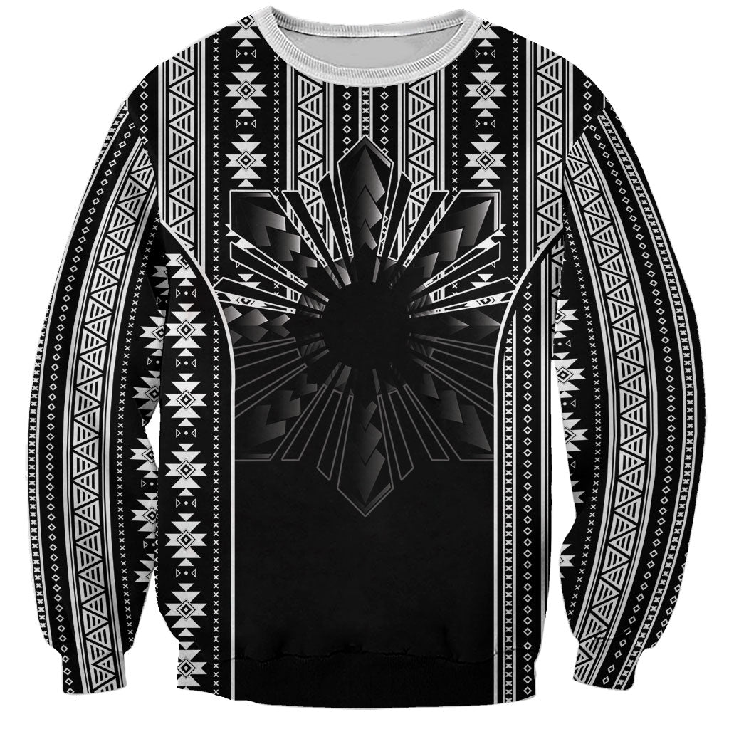 Mabuhay Philippines Festival Sweatshirt Filipino Map Black White Igorot Pattern