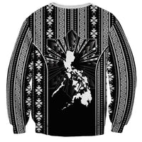 Mabuhay Philippines Festival Sweatshirt Filipino Map Black White Igorot Pattern