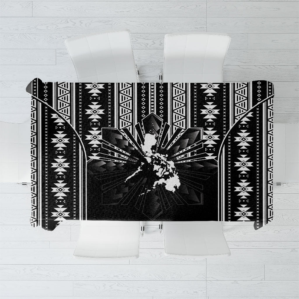 Mabuhay Philippines Festival Tablecloth Filipino Map Black White Igorot Pattern