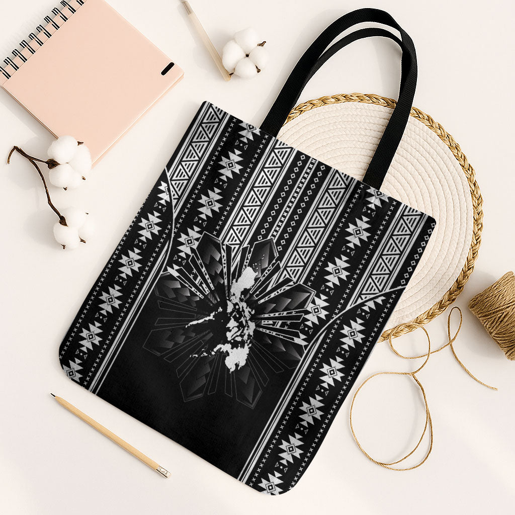 Mabuhay Philippines Festival Tote Bag Filipino Map Black White Igorot Pattern