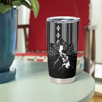 Mabuhay Philippines Festival Tumbler Cup Filipino Map Black White Igorot Pattern