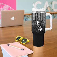 Mabuhay Philippines Festival Tumbler With Handle Filipino Map Black White Igorot Pattern
