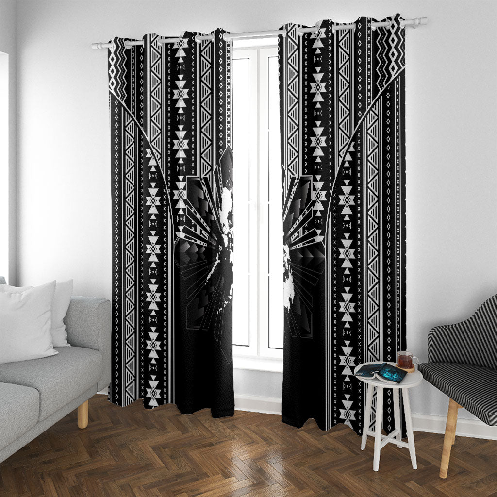 Mabuhay Philippines Festival Window Curtain Filipino Map Black White Igorot Pattern