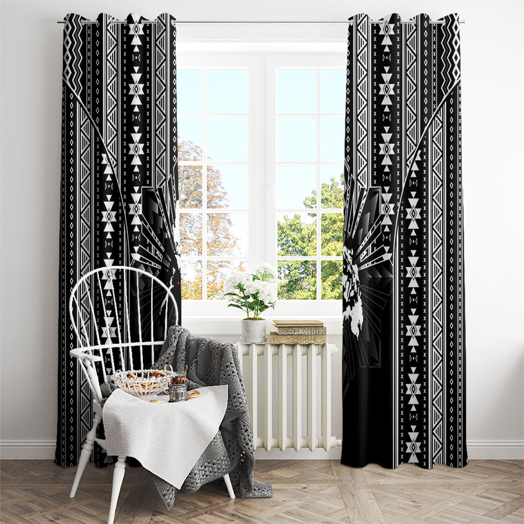 Mabuhay Philippines Festival Window Curtain Filipino Map Black White Igorot Pattern