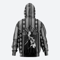 Mabuhay Philippines Festival Zip Hoodie Filipino Map Black White Igorot Pattern