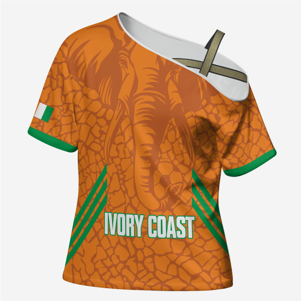 Ivory Coast Football Custom Cross Shoulder Shirt Les Elephants Dames Skin Style