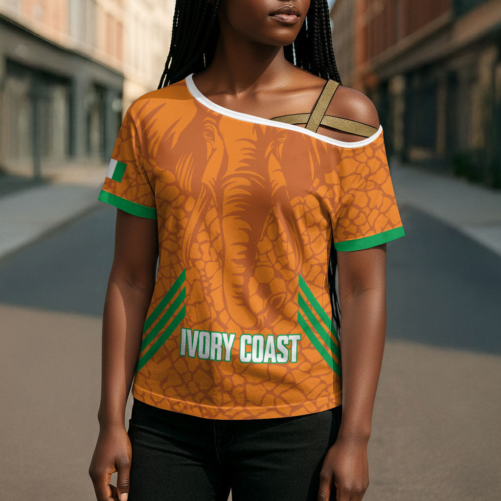 Ivory Coast Football Custom Cross Shoulder Shirt Les Elephants Dames Skin Style