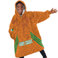 Ivory Coast Football Custom Kid Wearable Blanket Hoodie Les Elephants Dames Skin Style