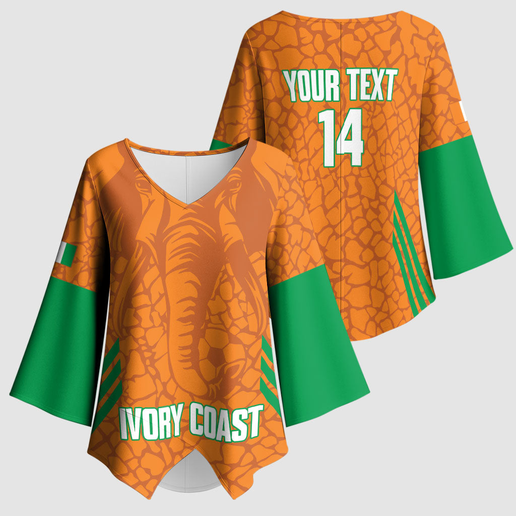 Ivory Coast Football Custom Kimono Sleeve Blouse Les Elephants Dames Skin Style