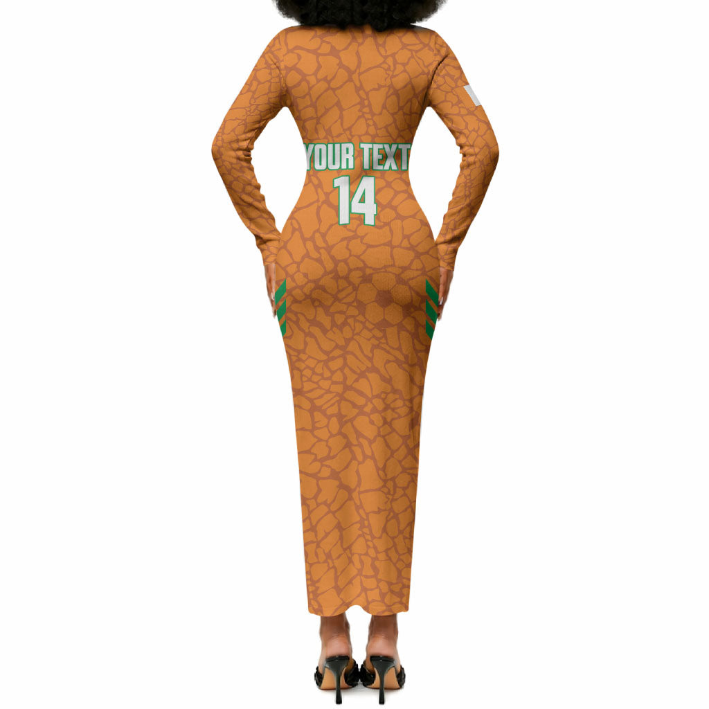 Ivory Coast Football Custom Long Sleeve Bodycon Dress Les Elephants Dames Skin Style
