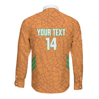 Ivory Coast Football Custom Long Sleeve Button Shirt Les Elephants Dames Skin Style