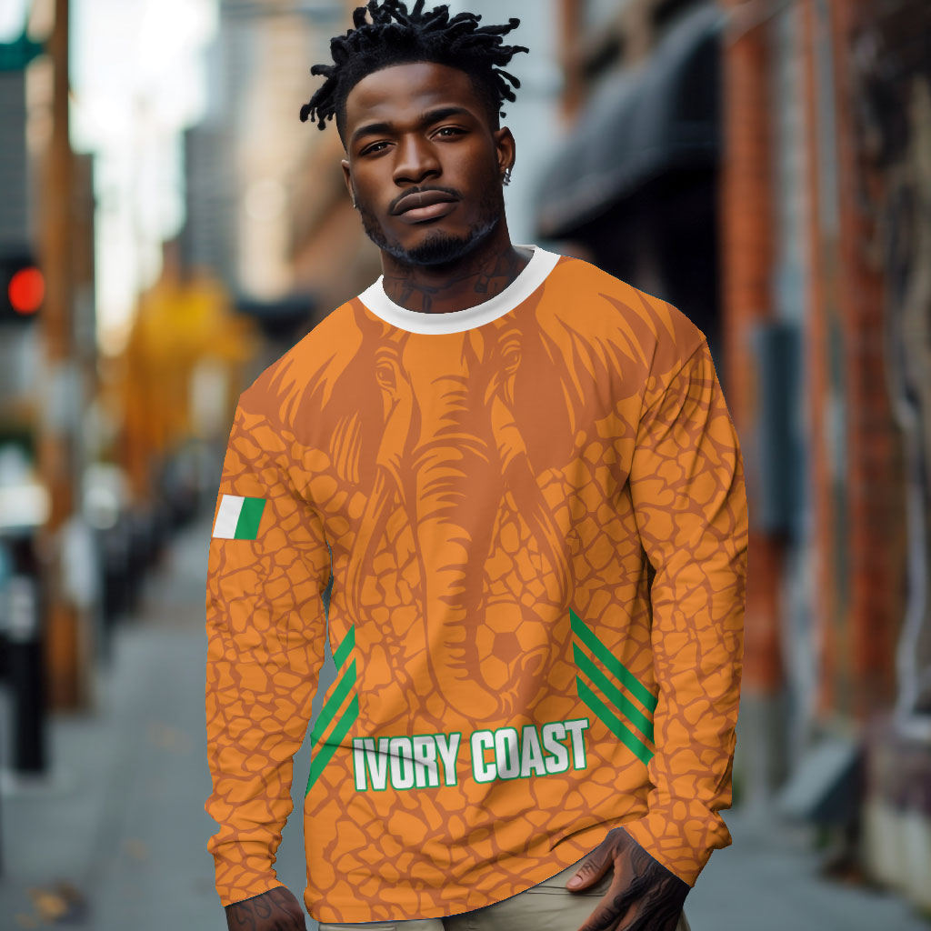 Ivory Coast Football Custom Long Sleeve Shirt Les Elephants Dames Skin Style