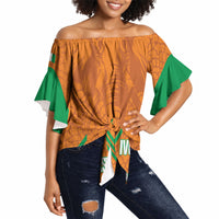 Ivory Coast Football Custom Off Shoulder Wrap Waist Top Les Elephants Dames Skin Style