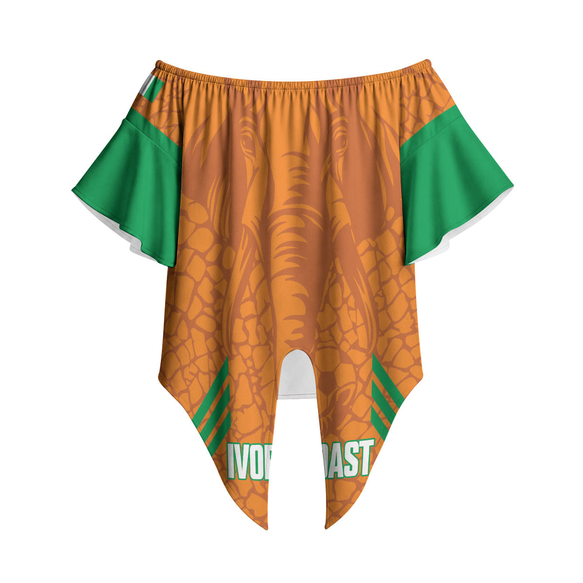 Ivory Coast Football Custom Off Shoulder Wrap Waist Top Les Elephants Dames Skin Style