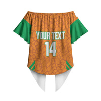 Ivory Coast Football Custom Off Shoulder Wrap Waist Top Les Elephants Dames Skin Style