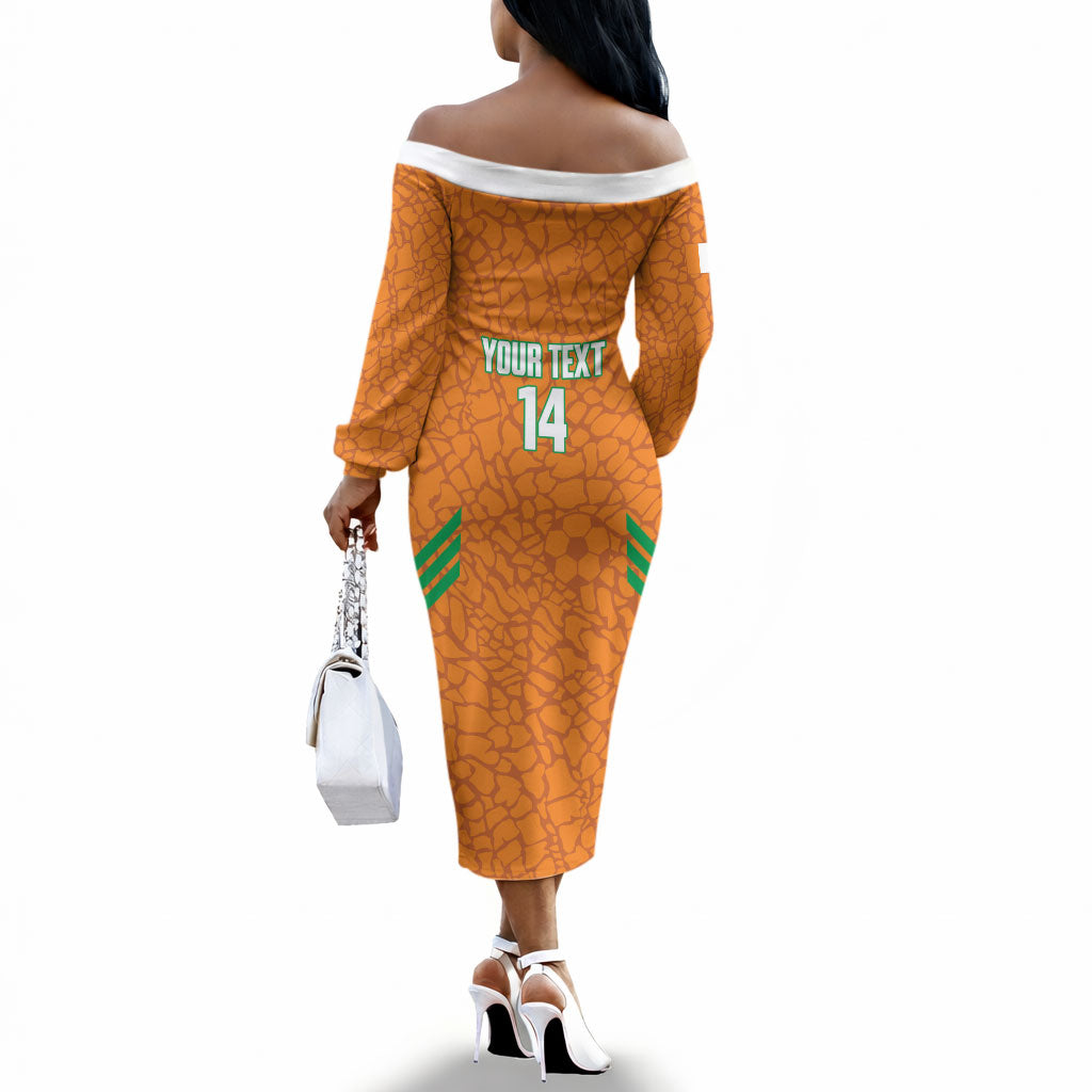 Ivory Coast Football Custom Off The Shoulder Long Sleeve Dress Les Elephants Dames Skin Style