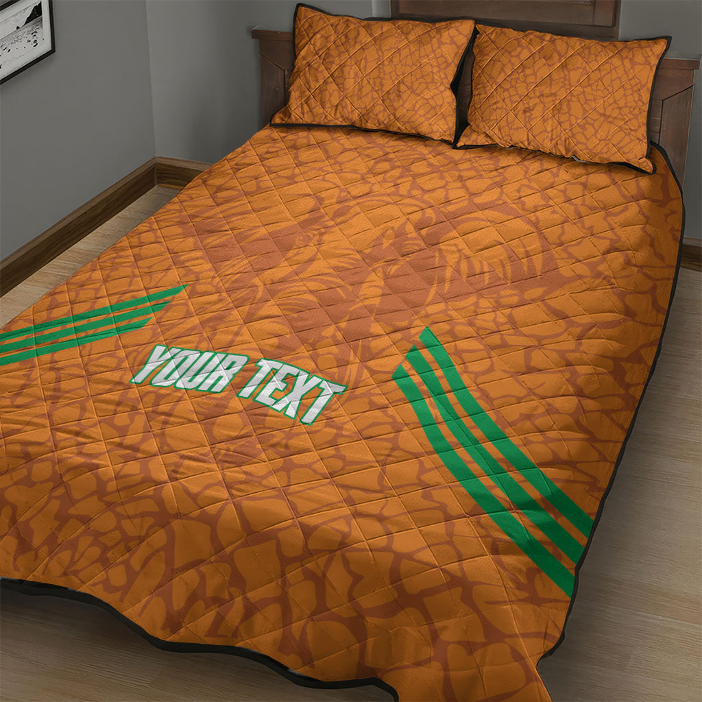 Ivory Coast Football Custom Quilt Bed Set Les Elephants Dames Skin Style