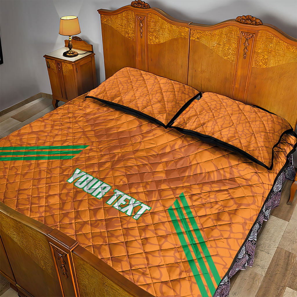 Ivory Coast Football Custom Quilt Bed Set Les Elephants Dames Skin Style