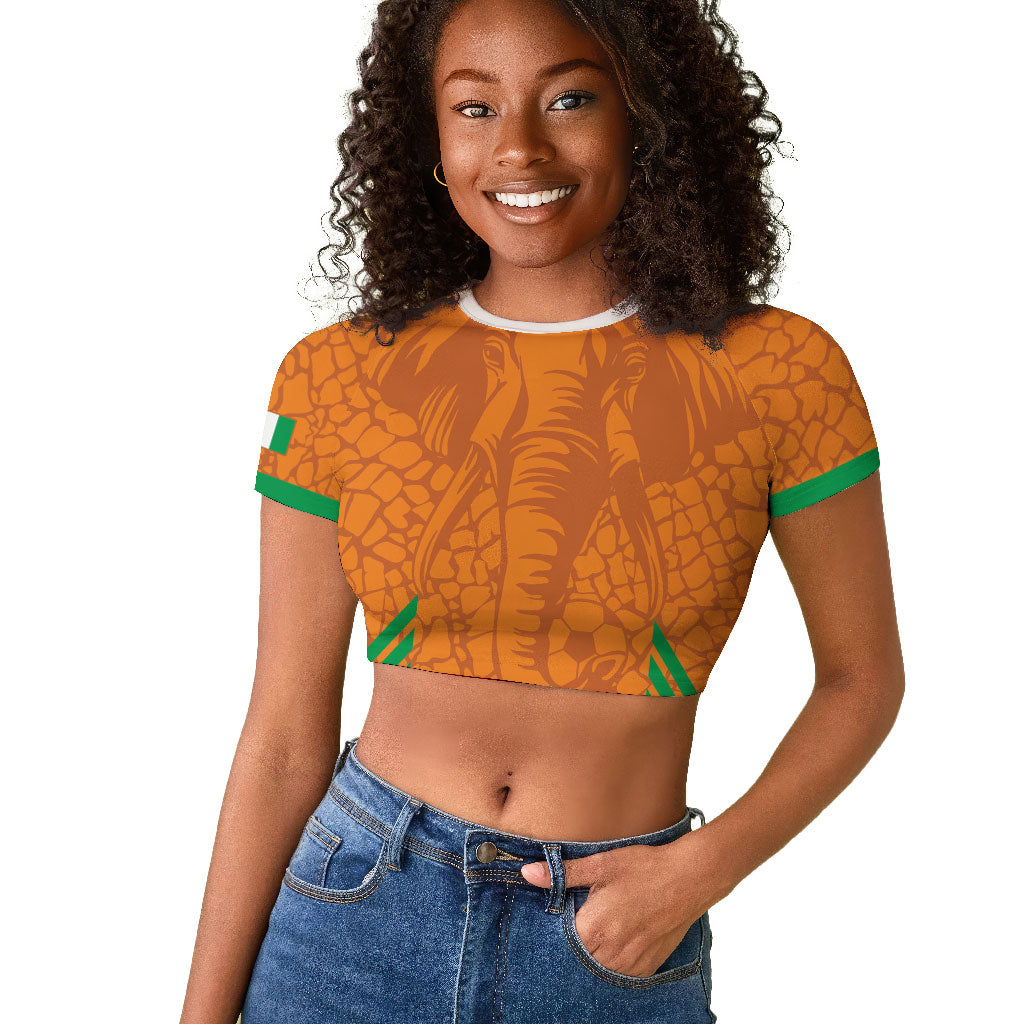 Ivory Coast Football Custom Raglan Cropped T shirt Les Elephants Dames Skin Style