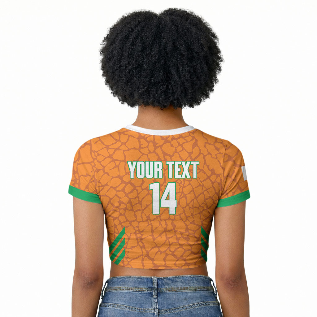 Ivory Coast Football Custom Raglan Cropped T shirt Les Elephants Dames Skin Style