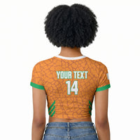 Ivory Coast Football Custom Raglan Cropped T shirt Les Elephants Dames Skin Style