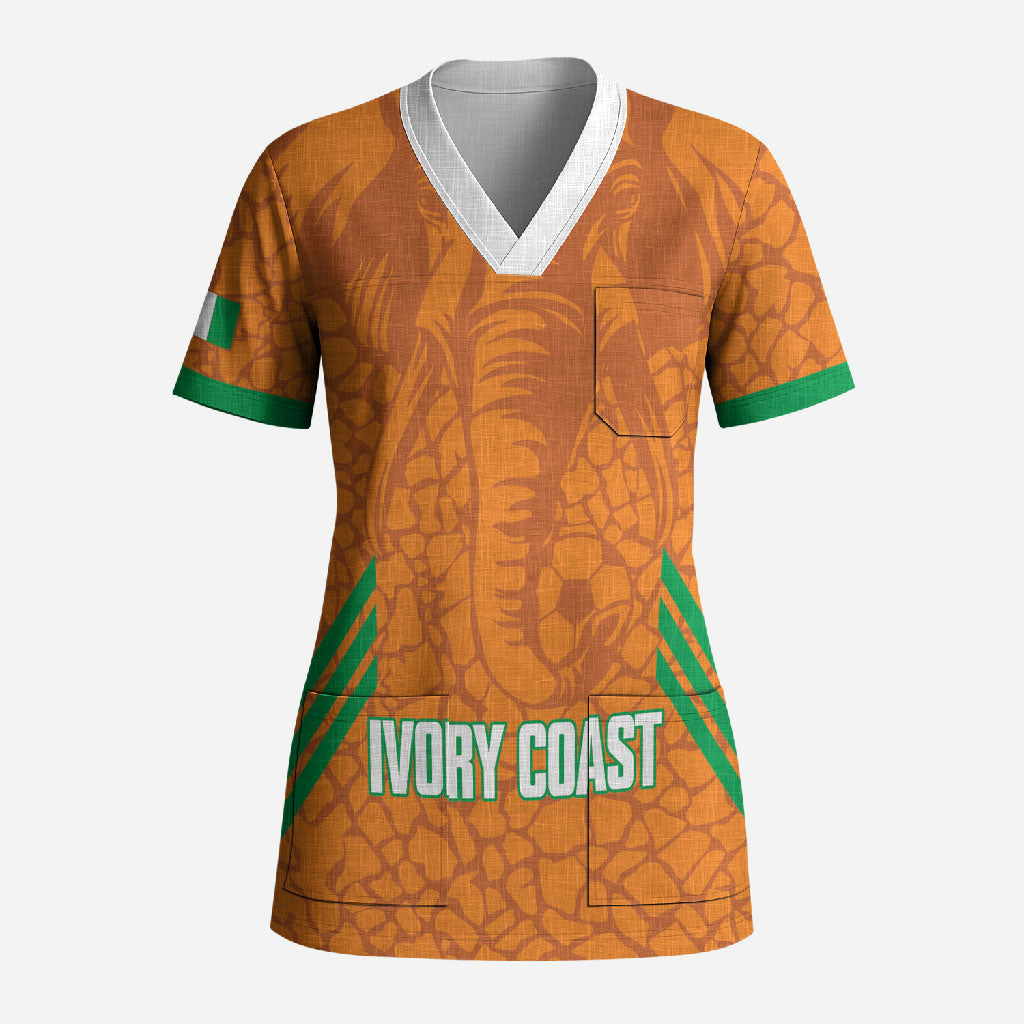 Ivory Coast Football Custom Scrub Top Les Elephants Dames Skin Style