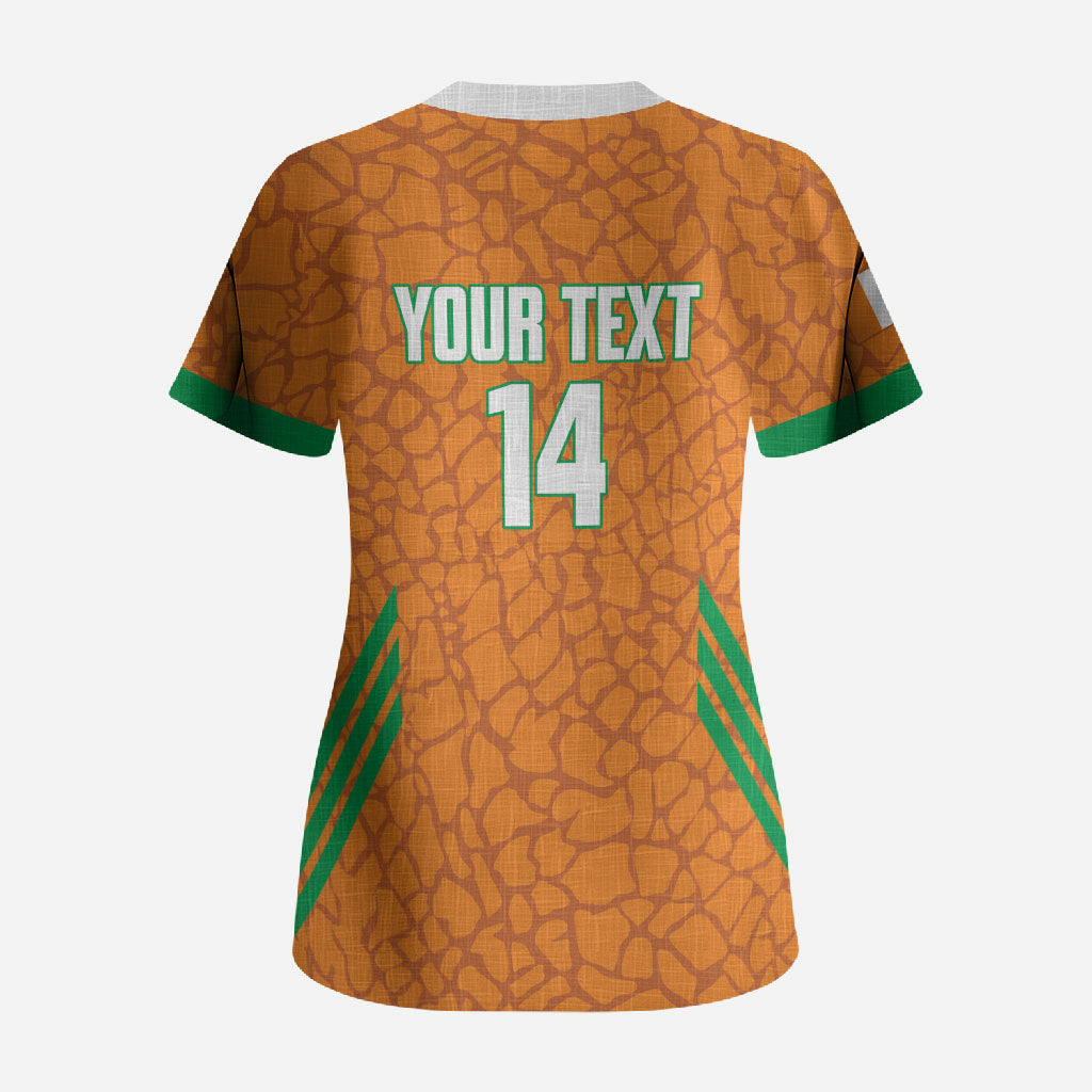 Ivory Coast Football Custom Scrub Top Les Elephants Dames Skin Style