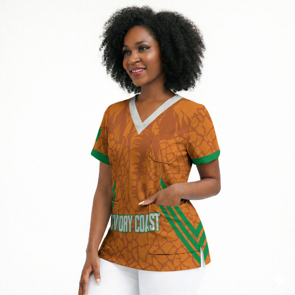 Ivory Coast Football Custom Scrub Top Les Elephants Dames Skin Style