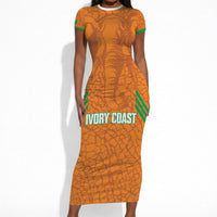 Ivory Coast Football Custom Short Sleeve Bodycon Dress Les Elephants Dames Skin Style