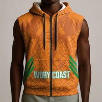 Ivory Coast Football Custom Sleeveless Zip Hoodie Les Elephants Dames Skin Style