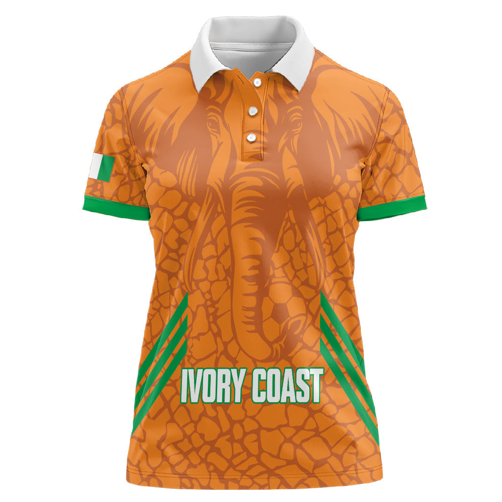 Ivory Coast Football Custom Women Polo Shirt Les Elephants Dames Skin Style