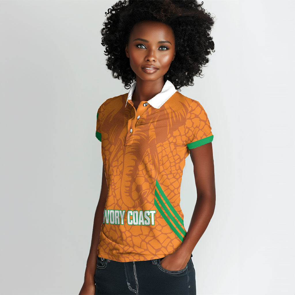 Ivory Coast Football Custom Women Polo Shirt Les Elephants Dames Skin Style