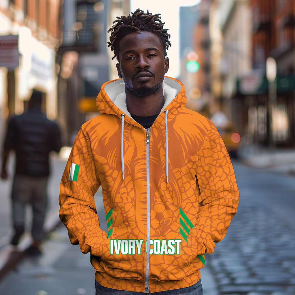 Ivory Coast Football Custom Zip Hoodie Les Elephants Dames Skin Style