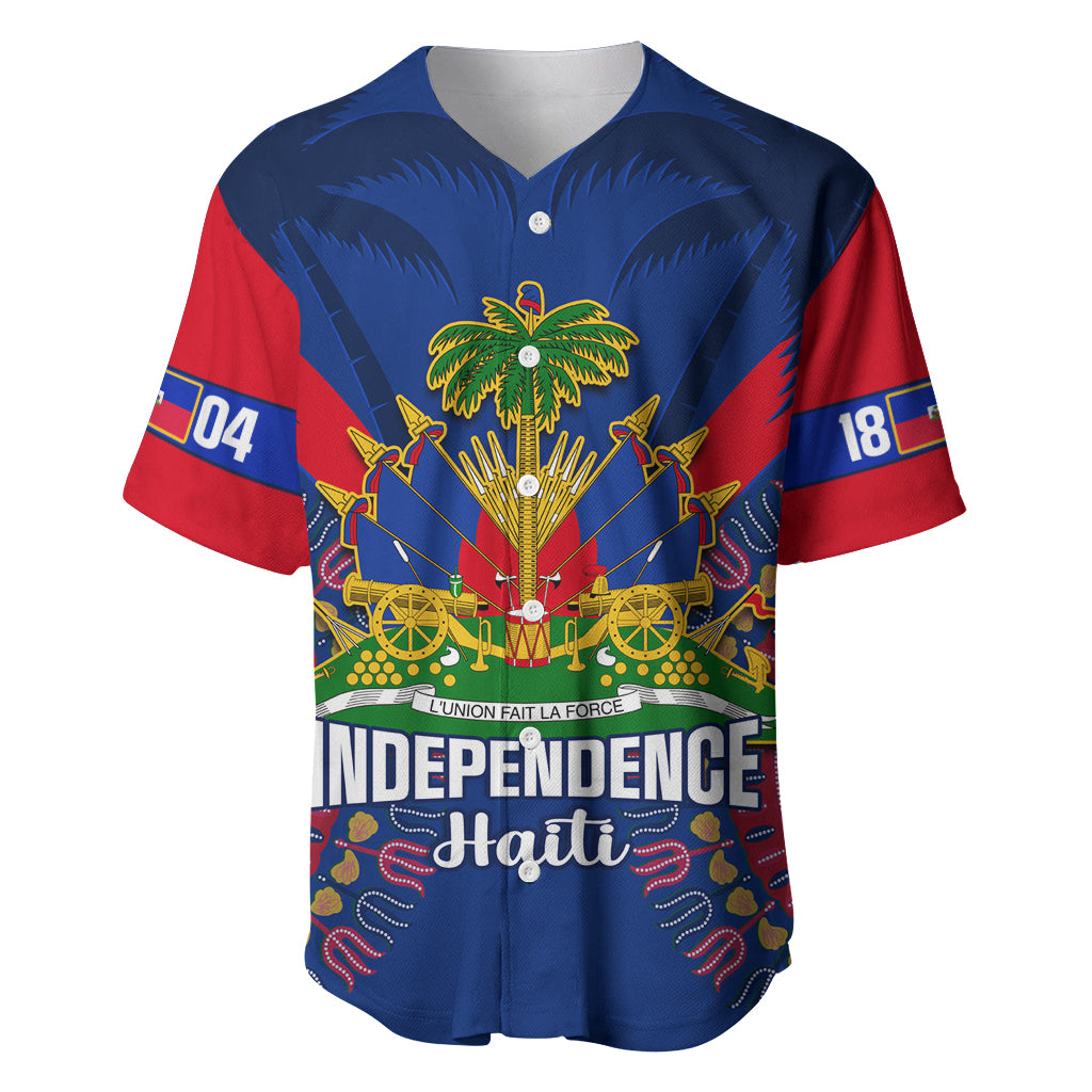 Personalised Haiti Independence Day Baseball Jersey Ayiti 220th Anniversary With Dashiki Pattern - Wonder Print Shop