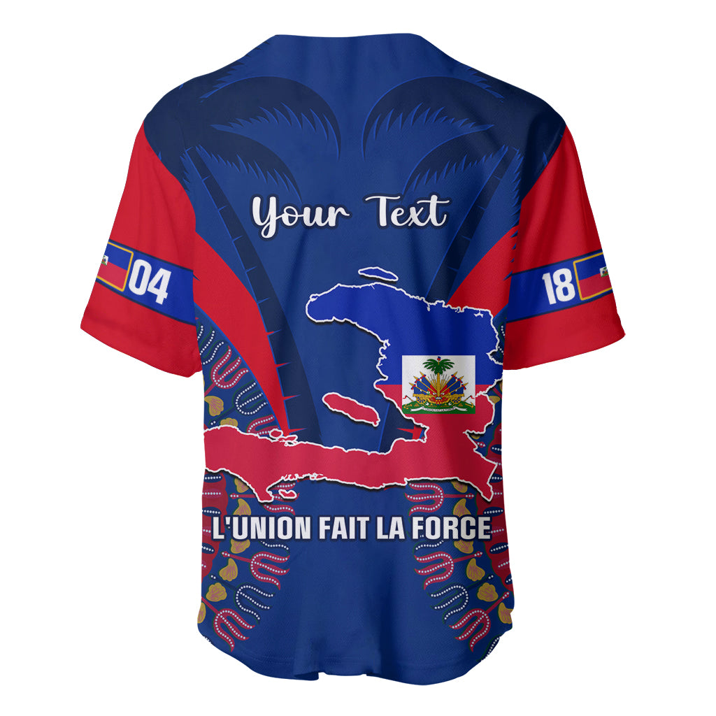 Personalised Haiti Independence Day Baseball Jersey Ayiti 220th Anniversary With Dashiki Pattern - Wonder Print Shop