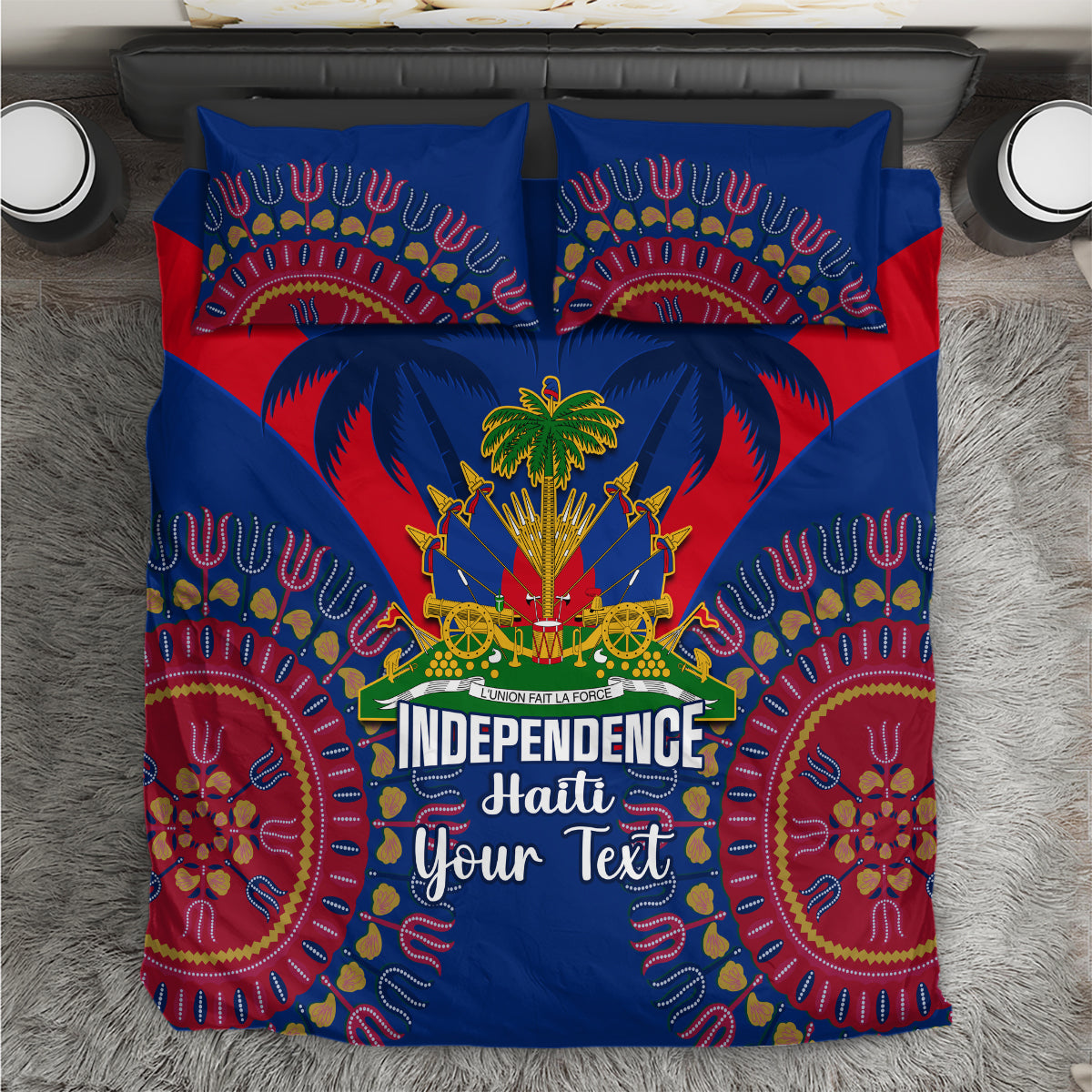 Personalised Haiti Independence Day Bedding Set Ayiti 220th Anniversary With Dashiki Pattern - Wonder Print Shop