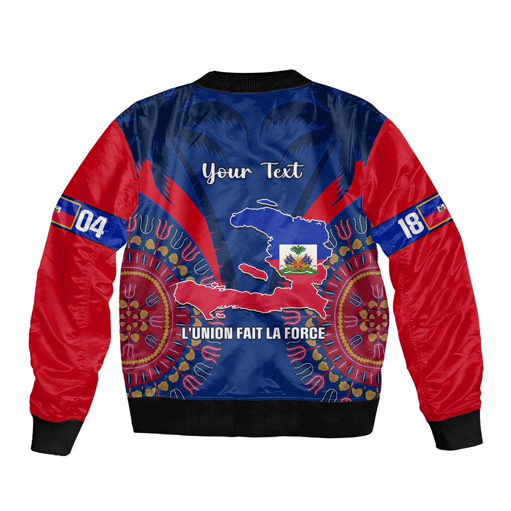 Personalised Haiti Independence Day Bomber Jacket Ayiti 220th Anniversary With Dashiki Pattern - Wonder Print Shop